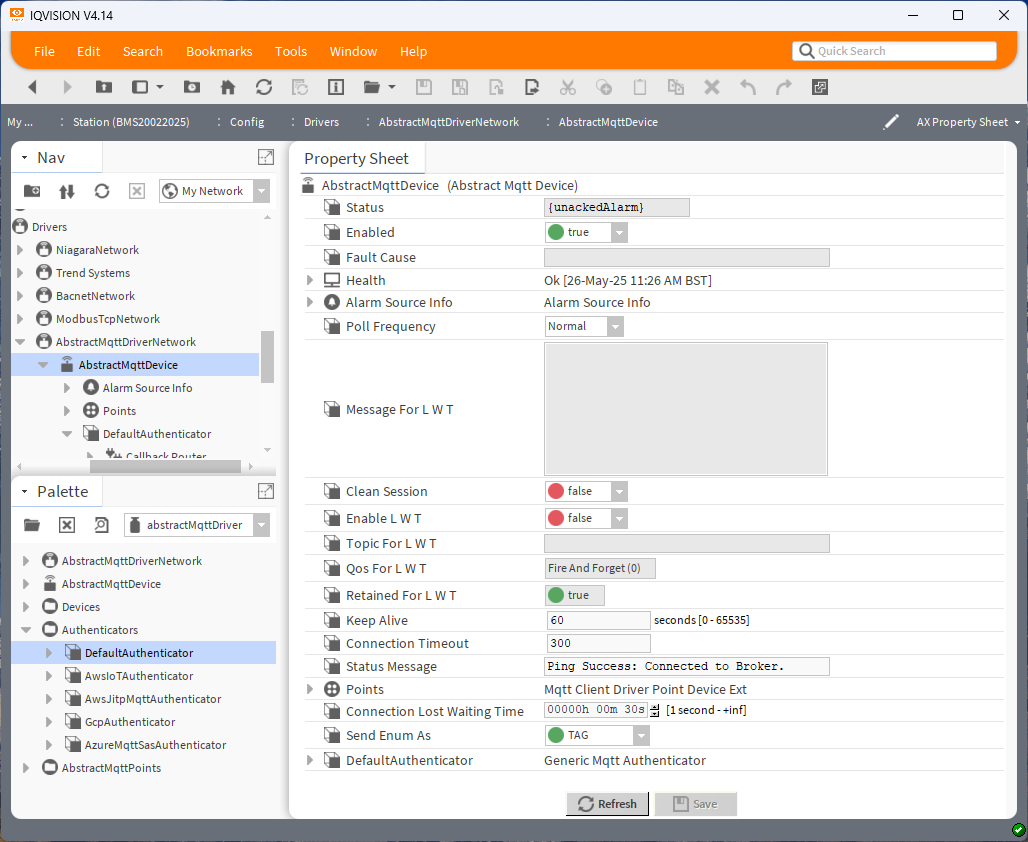 12 - Config - MqttDriver Properties - connected