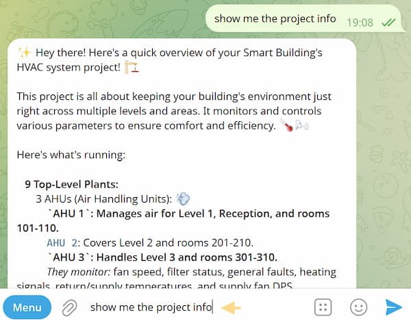 Project info message