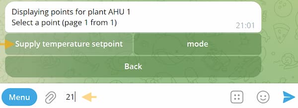 Select temperature setpoint