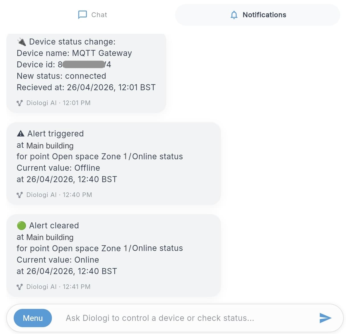 Notifications tab