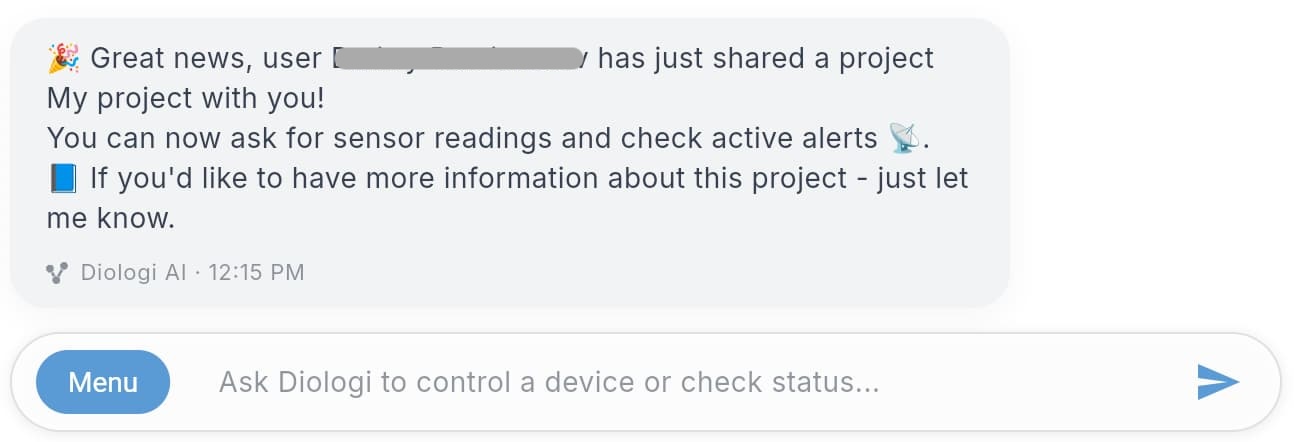 Project share notification